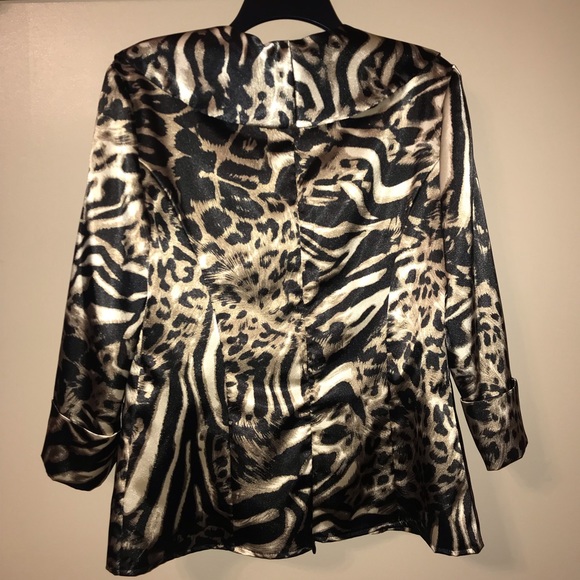 Helene Blake 🐆 Animal Print Size Large Blouse - Picture 5 of 6